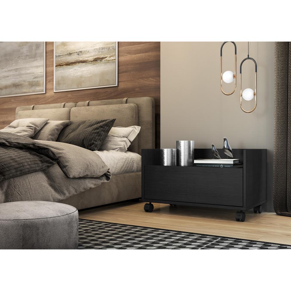 Mesa de Cabeceira 60 cm com Rodízios Multimóveis FG3629 Preta