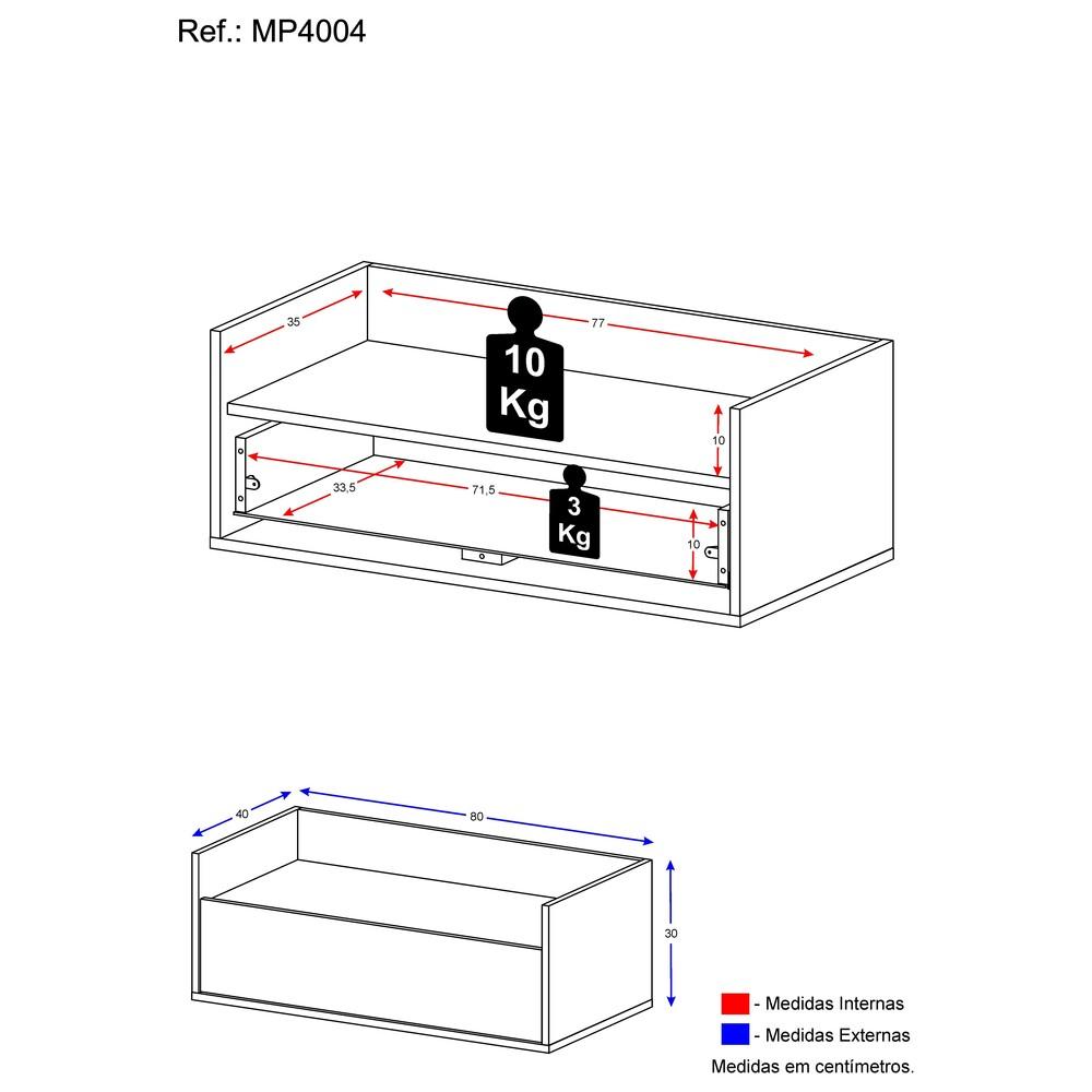 Mesa de Cabeceira 80 cm Suspensa Multimóveis Preta