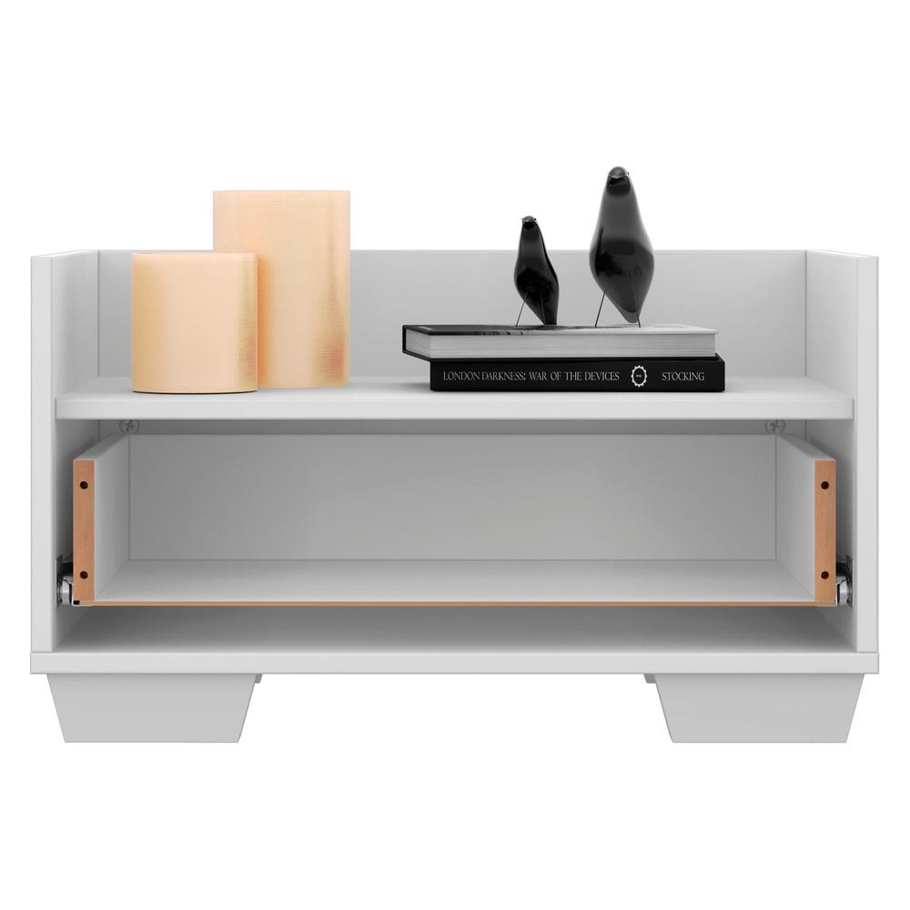 Mesa de Cabeceira 80 cm c/ Pés Quadrados Multimóveis Branca