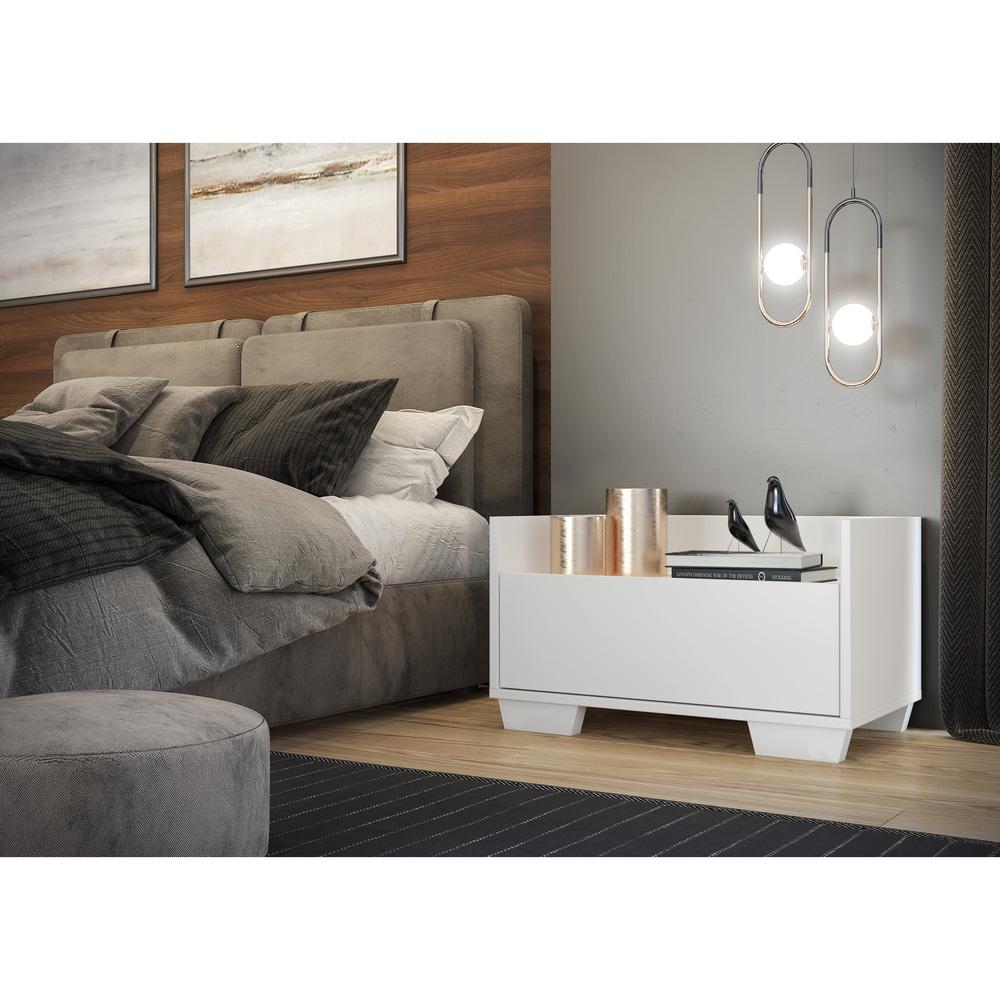 Mesa de Cabeceira 80 cm c/ Pés Quadrados Multimóveis Branca