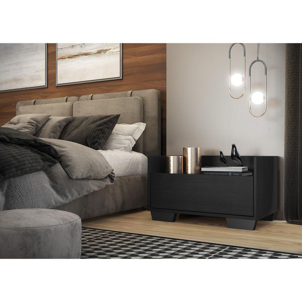 Mesa de Cabeceira 80 cm c/ Pés Quadrados Multimóveis Preta
