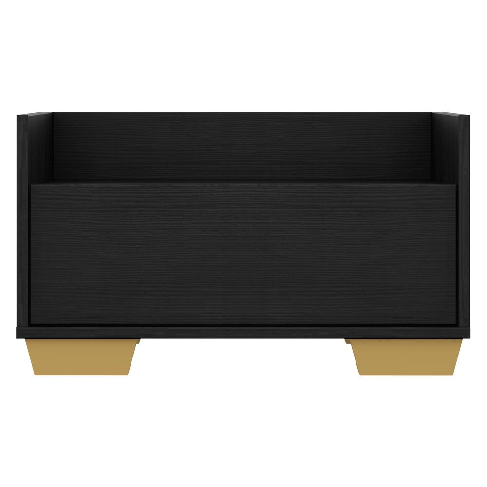 Mesa de Cabeceira 80 cm c/ Pés Quadrados Multimóveis Preta/Natural
