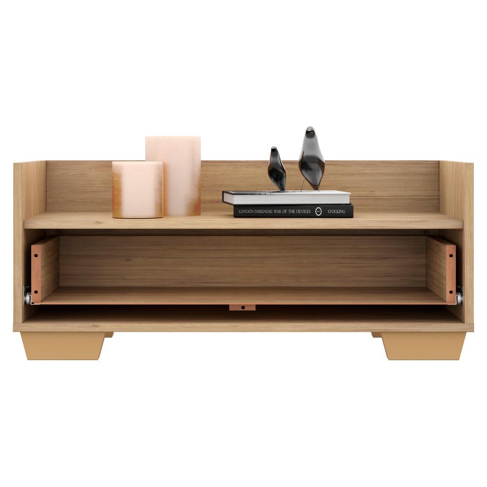 Mesa de Cabeceira 80 cm c/ Pés Quadrados Multimóveis Rustic/Branco/Natural