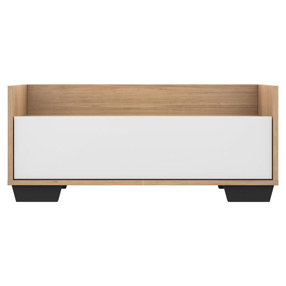 Mesa de Cabeceira 80 cm c/ Pés Quadrados Multimóveis Rustic/Branco/Preto