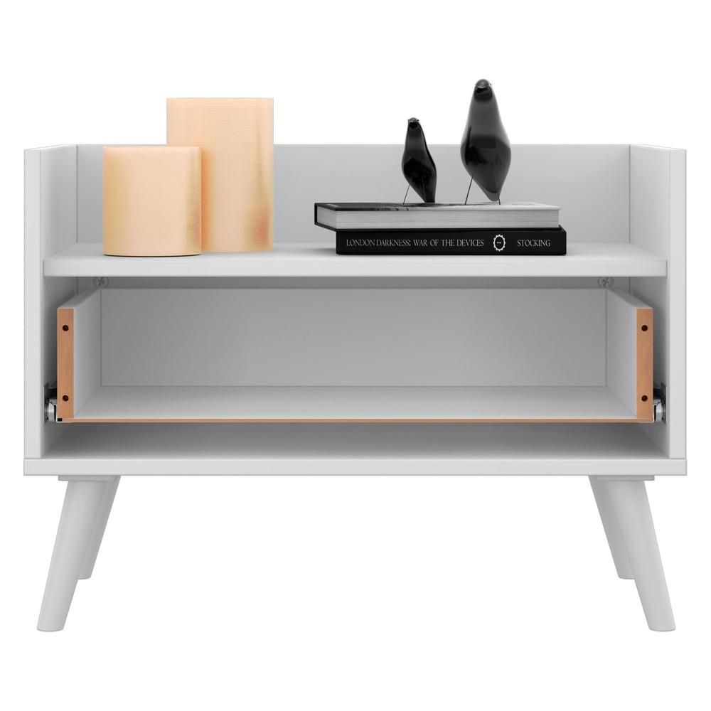 Mesa de Cabeceira 80 cm c/ Pés Retrô Multimóveis Branca