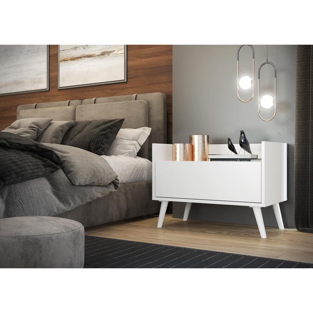 Mesa de Cabeceira 80 cm c/ Pés Retrô Multimóveis Branca