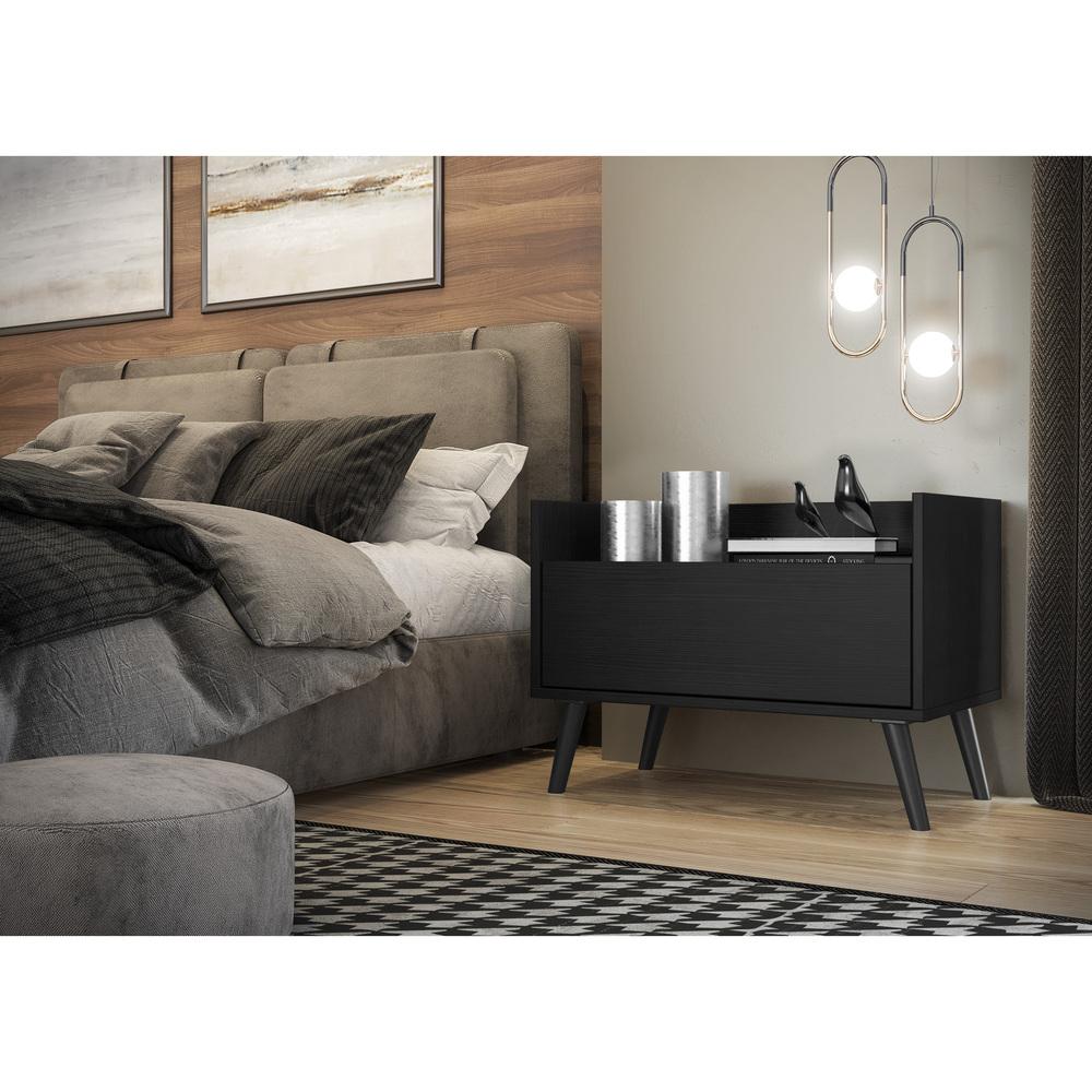 Mesa de Cabeceira 80 cm c/ Pés Retrô Multimóveis Preta