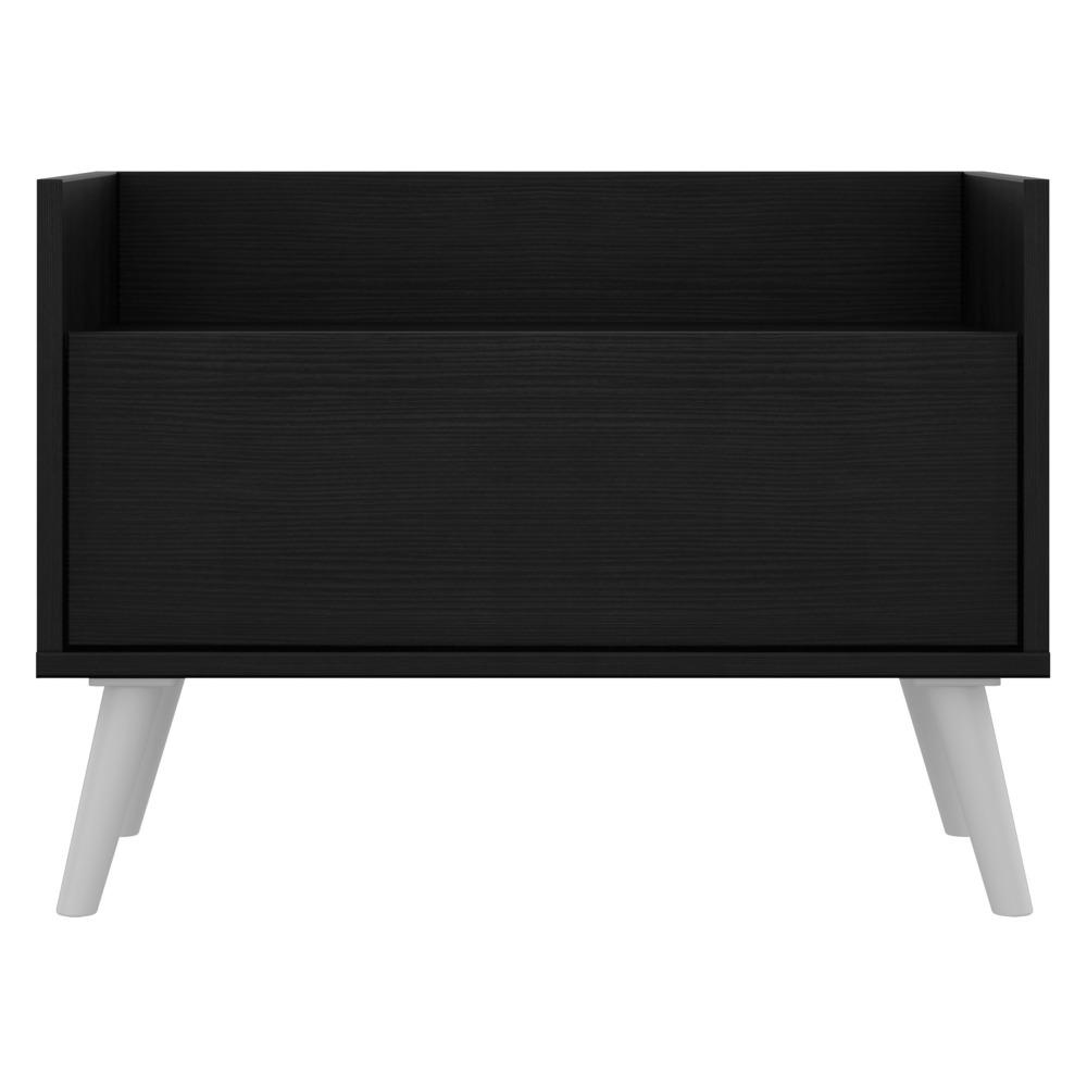 Mesa de Cabeceira 80 cm c/ Pés Retrô Multimóveis Preta/Branca
