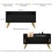 Mesa de Cabeceira 80 cm c/ Pés Retrô Multimóveis Preta/Natural