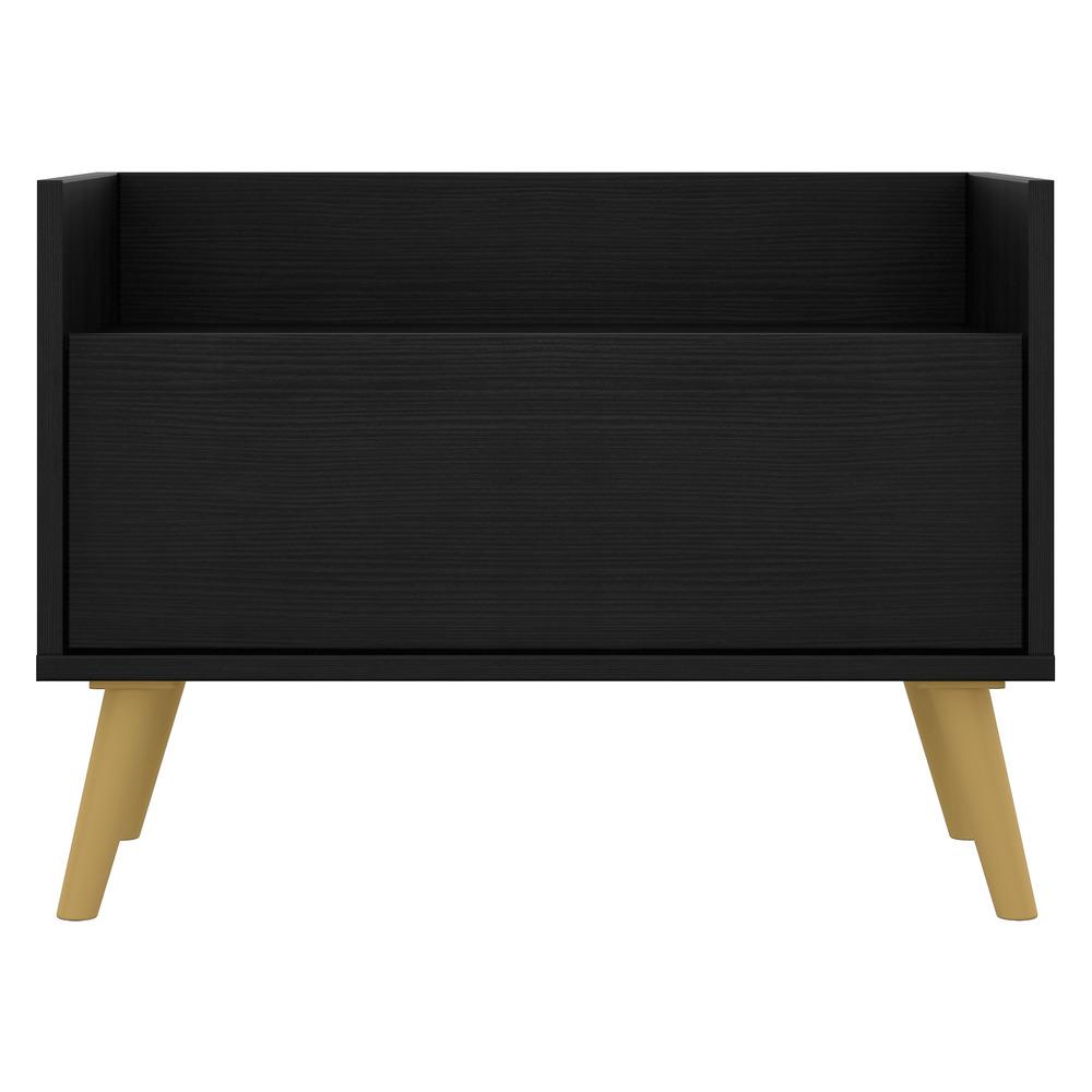 Mesa de Cabeceira 80 cm c/ Pés Retrô Multimóveis Preta/Natural