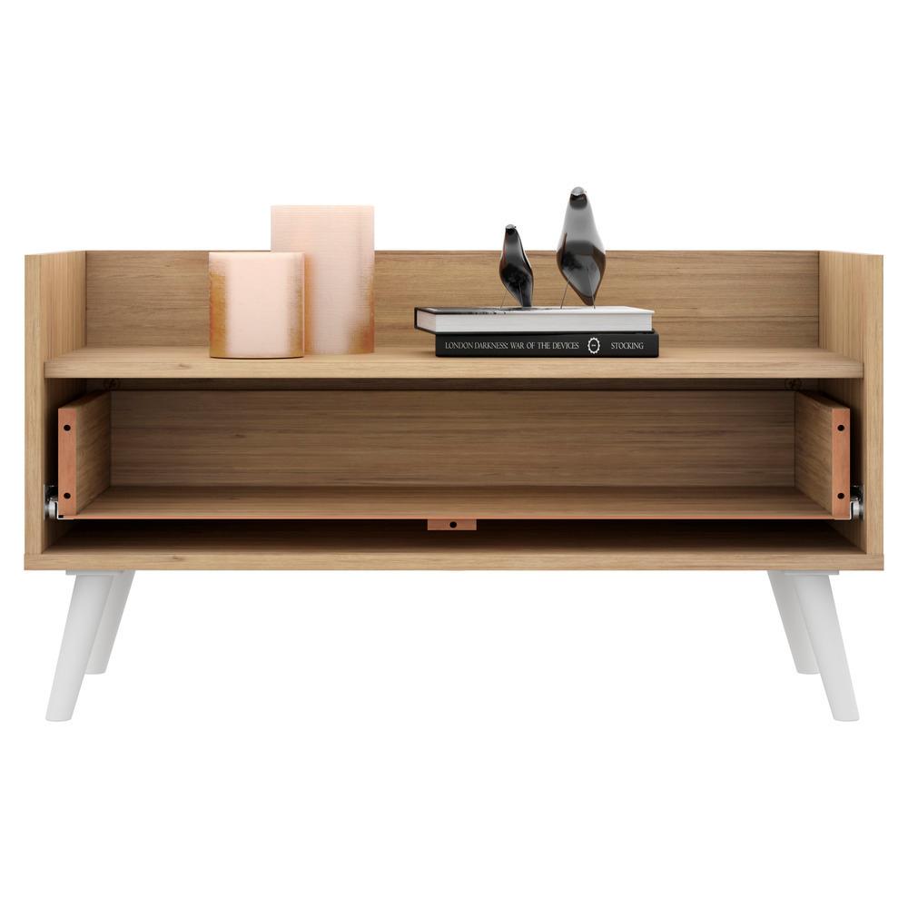 Mesa de Cabeceira 80 cm c/ Pés Retrô Multimóveis Rustic/Branco
