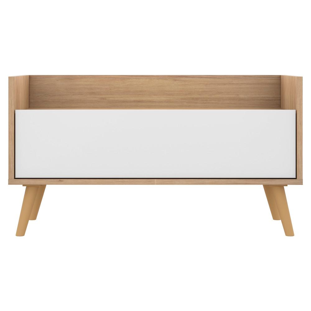 Mesa de Cabeceira 80 cm c/ Pés Retrô Multimóveis Rustic/Branco/Natural