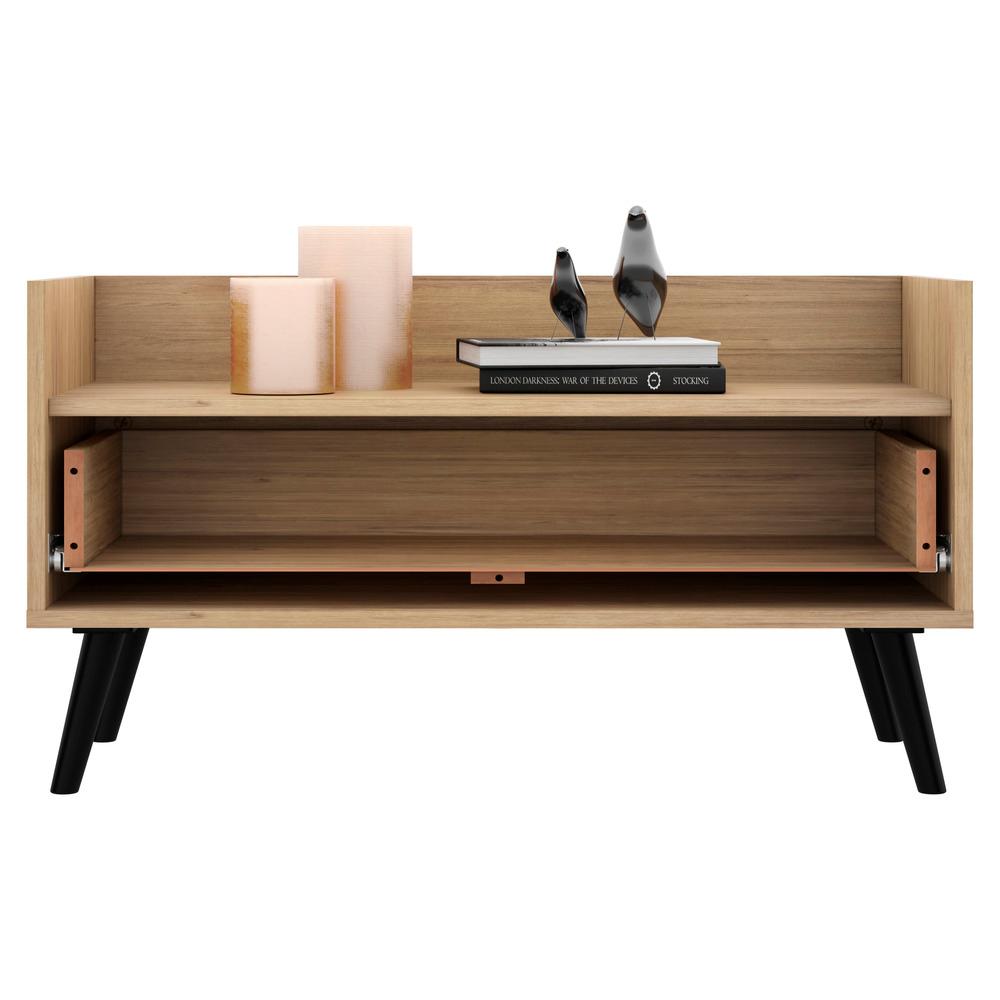 Mesa de Cabeceira 80 cm c/ Pés Retrô Multimóveis Rustic/Branco/Preto
