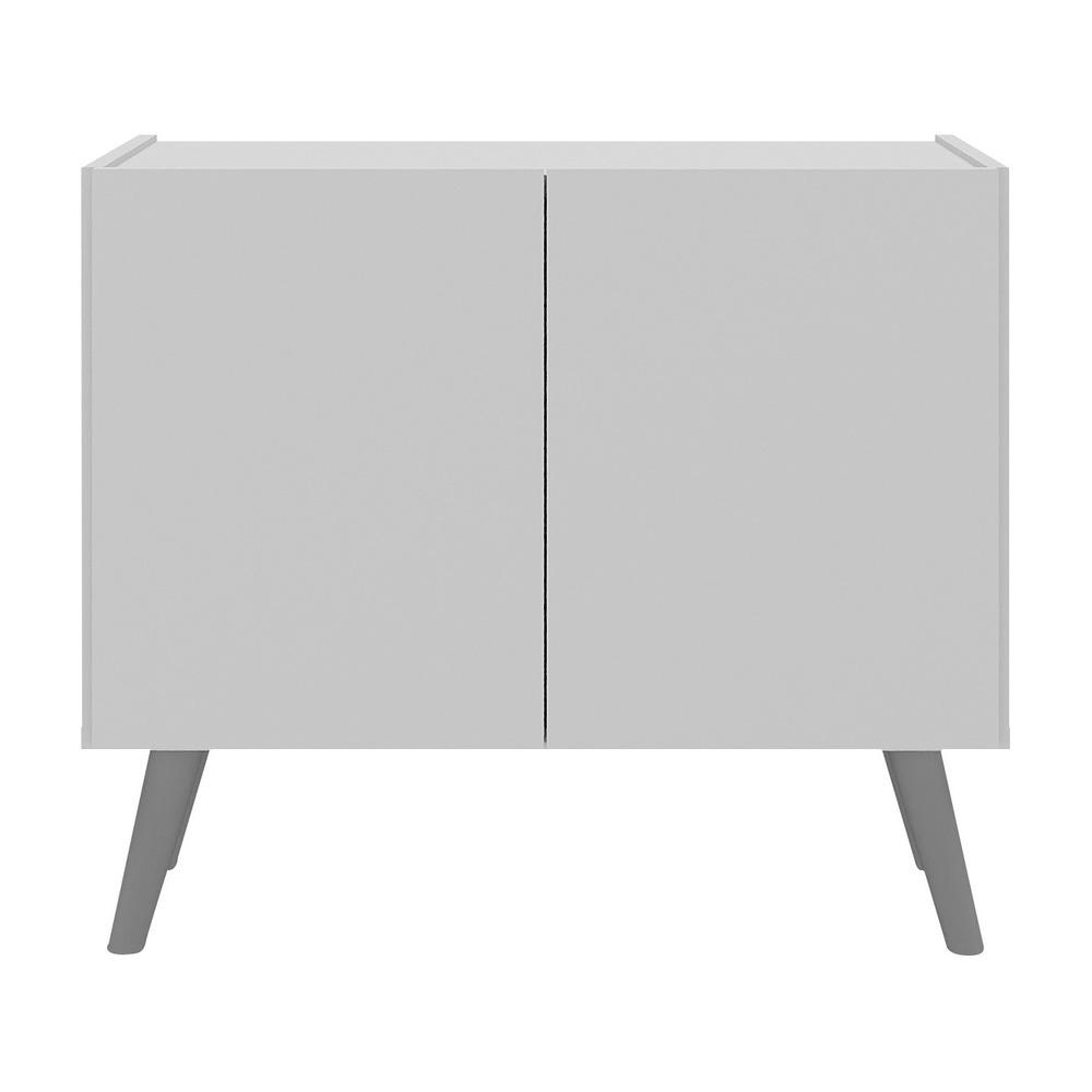 Mesa de Cabeceira Retrô 2 Portas Multimóveis MP4133 Branca/Cinza