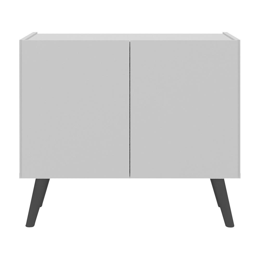 Mesa de Cabeceira Retrô 2 Portas Multimóveis MP4133 Branca/Preta