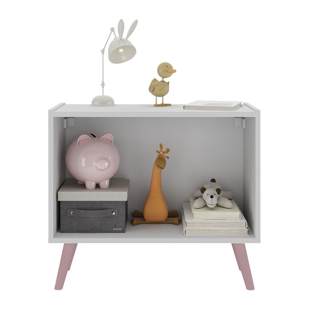 Mesa de Cabeceira Retrô 2 Portas Multimóveis MP4133 Branca/Rosa