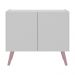 Mesa de Cabeceira Retrô 2 Portas Multimóveis MP4133 Branca/Rosa