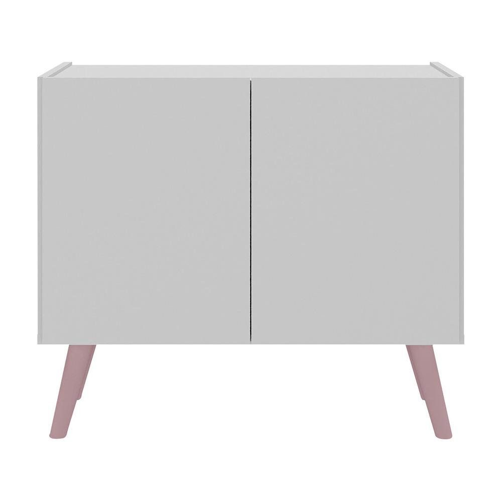 Mesa de Cabeceira Retrô 2 Portas Multimóveis MP4133 Branca/Rosa