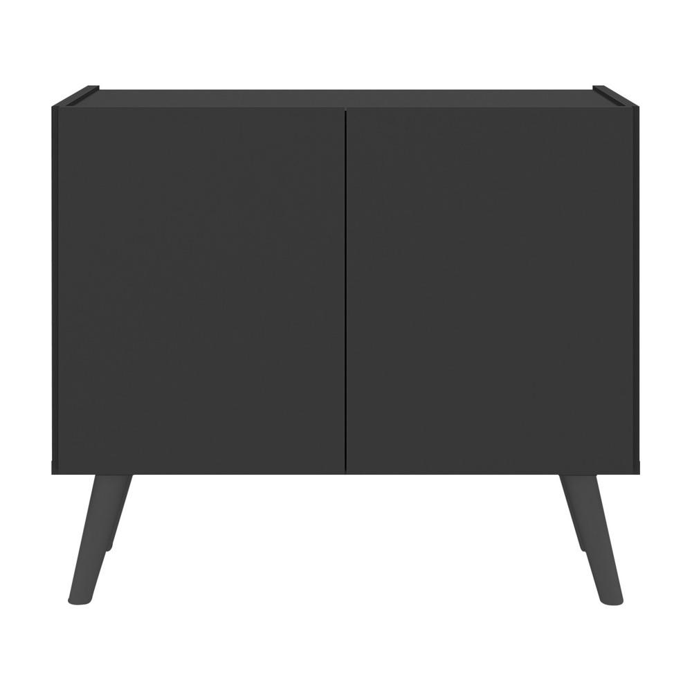 Mesa de Cabeceira Retrô 2 Portas Multimóveis MP4133 Preta