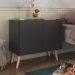 Mesa de Cabeceira Retrô 2 Portas Multimóveis MP4133 Preta/Rosa