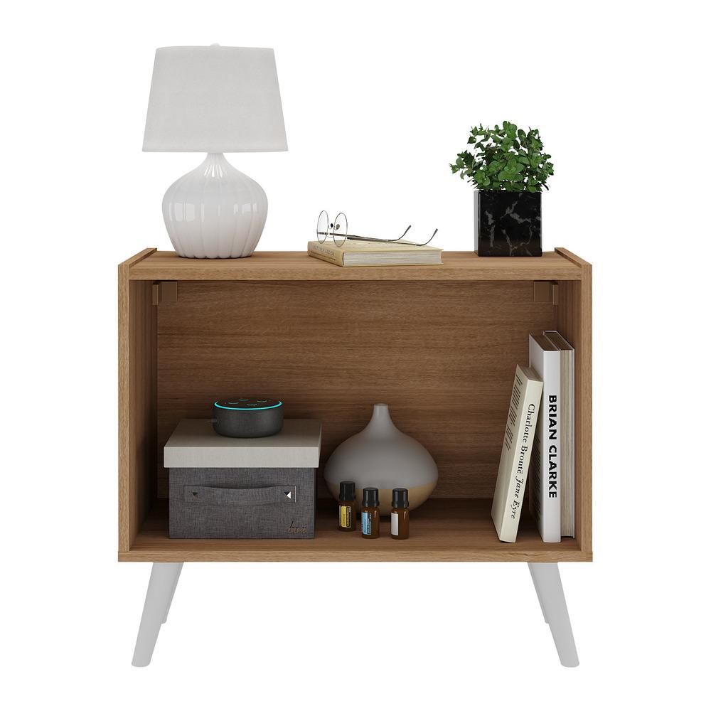 Mesa de Cabeceira Retrô 2 Portas Multimóveis MP4133 Rustic/Branca