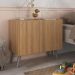 Mesa de Cabeceira Retrô 2 Portas Multimóveis MP4133 Rustic/Cinza