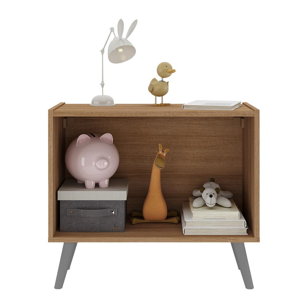 Mesa de Cabeceira Retrô 2 Portas Multimóveis MP4133 Rustic/Cinza