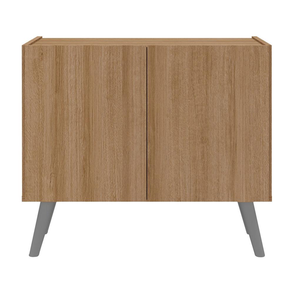 Mesa de Cabeceira Retrô 2 Portas Multimóveis MP4133 Rustic/Cinza