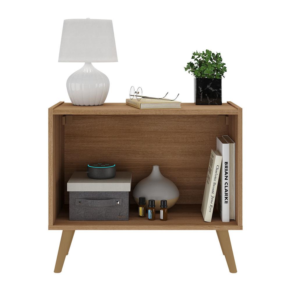 Mesa de Cabeceira Retrô 2 Portas Multimóveis MP4133 Rustic/Natural