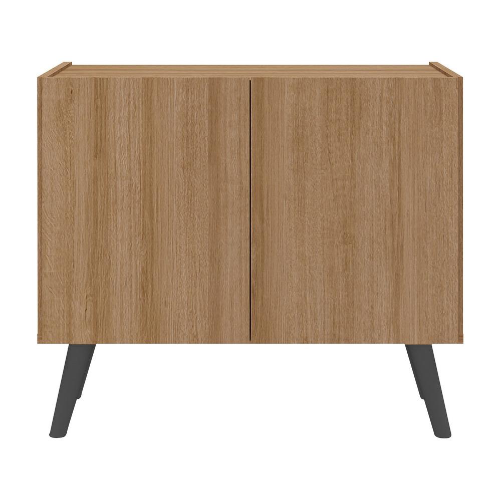Mesa de Cabeceira Retrô 2 Portas Multimóveis MP4133 Rustic/Preta
