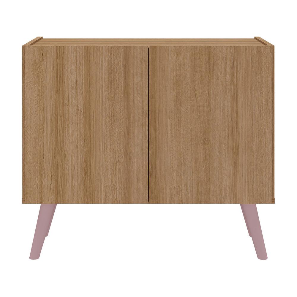 Mesa de Cabeceira Retrô 2 Portas Multimóveis MP4133 Rustic/Rosa
