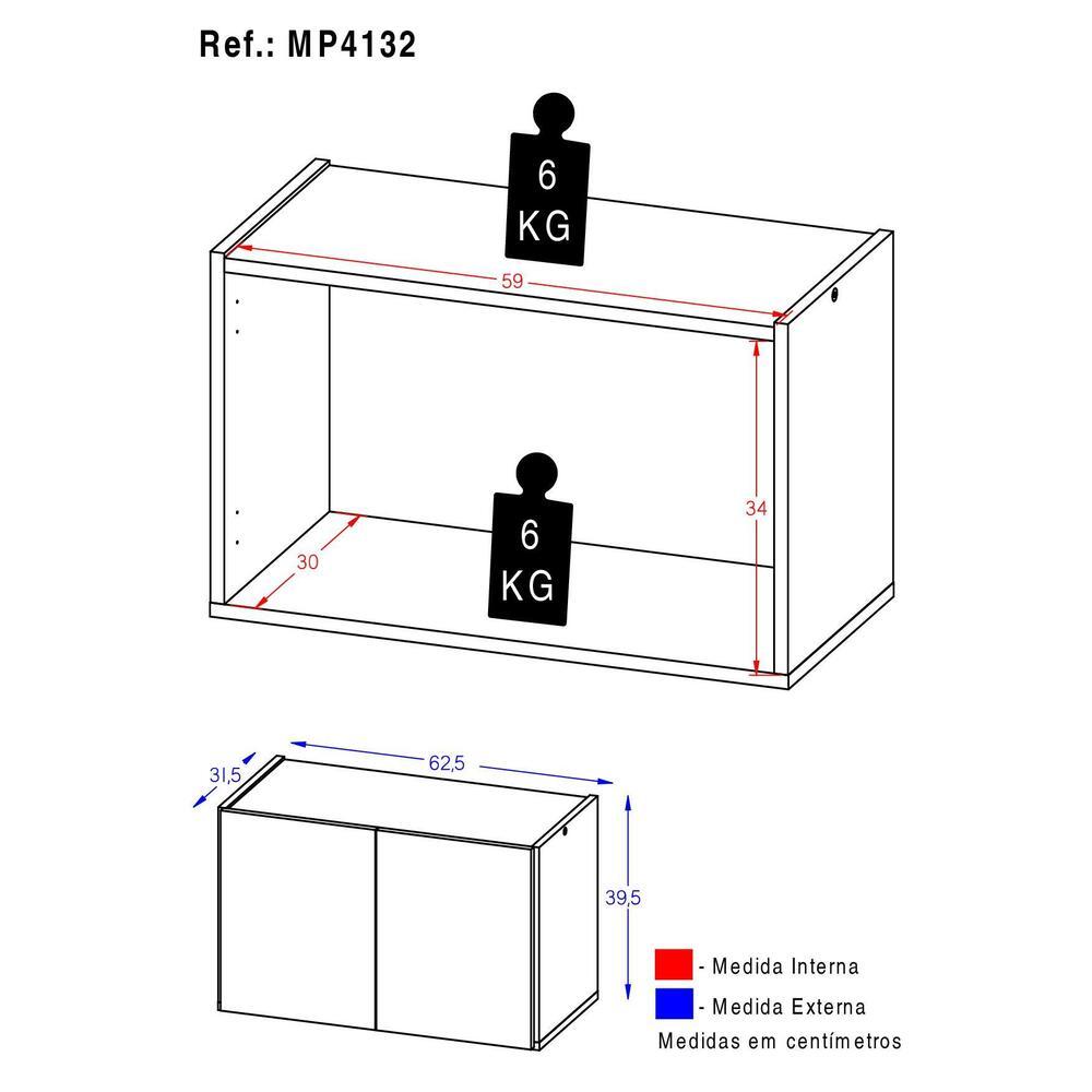 Mesa de Cabeceira Suspensa 2 Portas Multimóveis MP4132 Preta