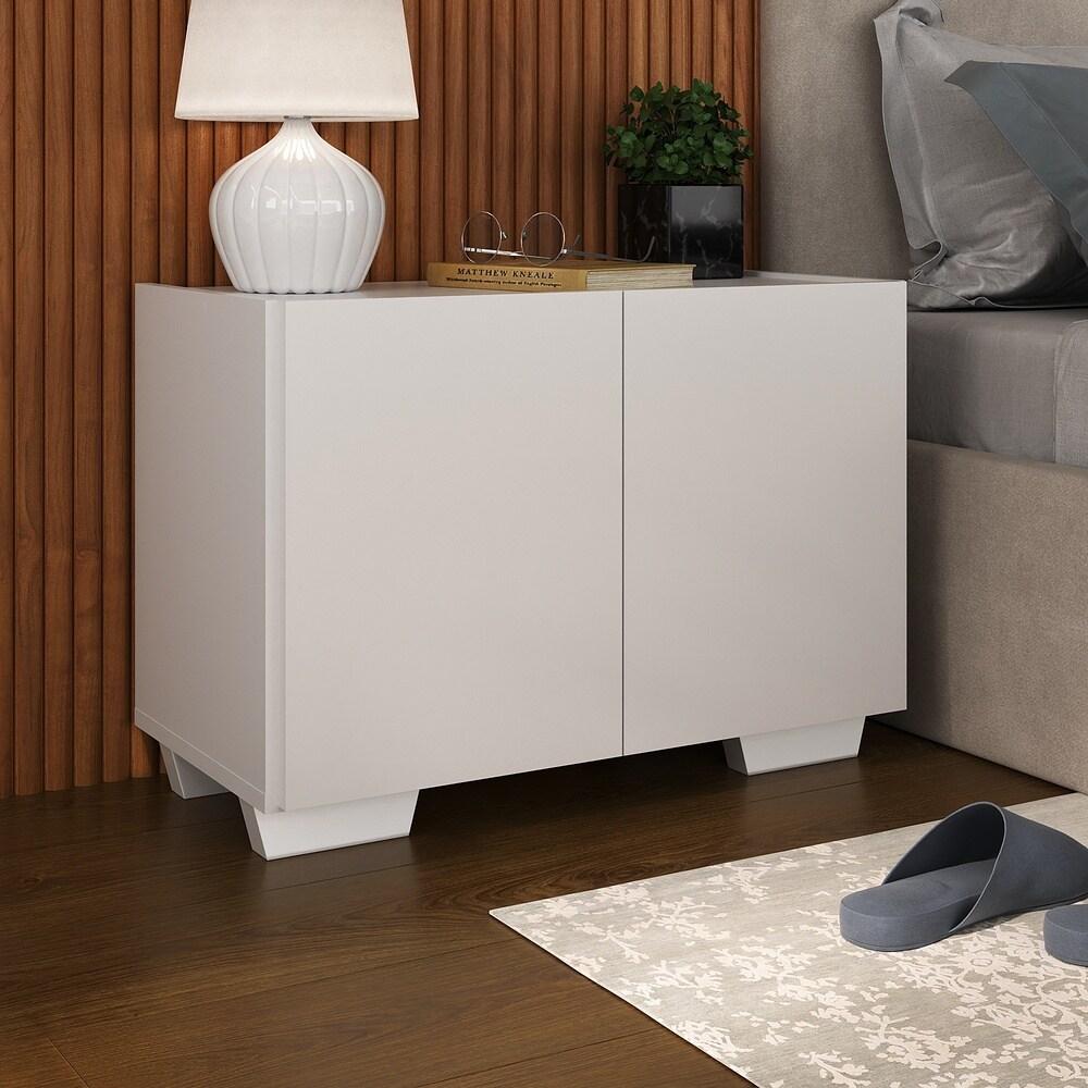 Mesa de Cabeceira com Pés 2 Portas Multimóveis MP4134 Branca