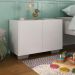 Mesa de Cabeceira com Pés 2 Portas Multimóveis MP4134 Branca/Cinza