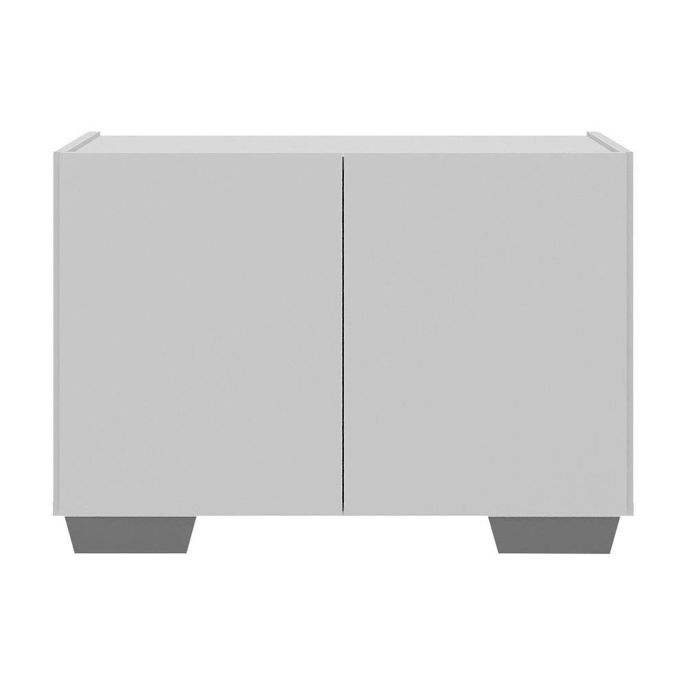 Mesa de Cabeceira com Pés 2 Portas Multimóveis MP4134 Branca/Cinza