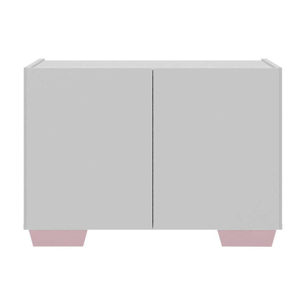 Mesa de Cabeceira com Pés 2 Portas Multimóveis MP4134 Branca/Rosa