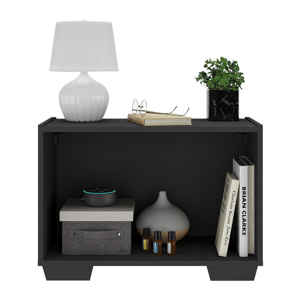 Mesa de Cabeceira com Pés 2 Portas Multimóveis MP4134 Preta
