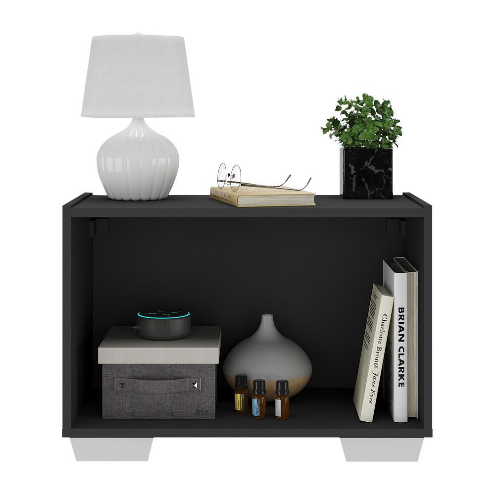 Mesa de Cabeceira com Pés 2 Portas Multimóveis MP4134 Preta/Branca