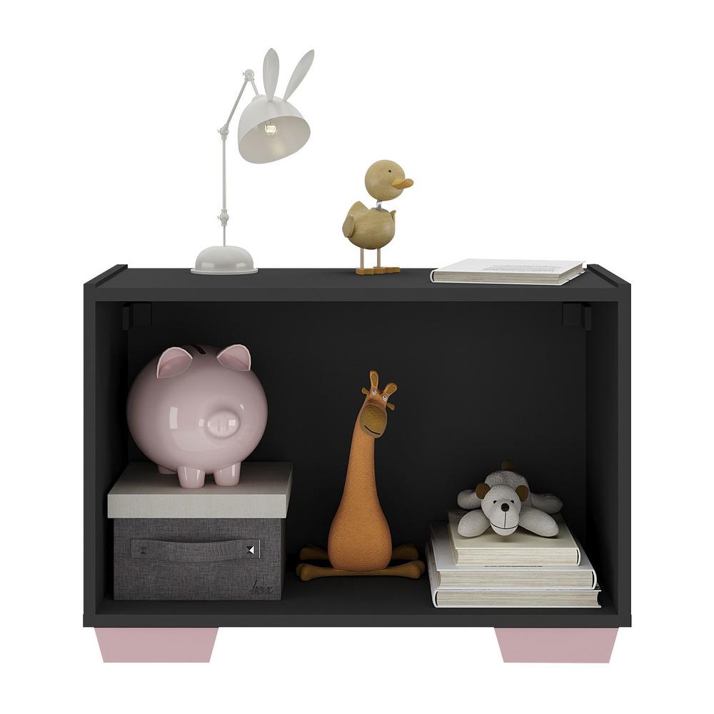 Mesa de Cabeceira com Pés 2 Portas Multimóveis MP4134 Preta/Rosa