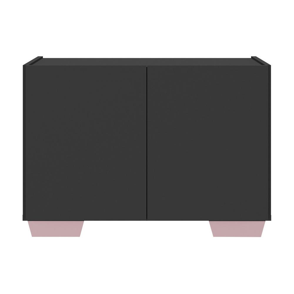 Mesa de Cabeceira com Pés 2 Portas Multimóveis MP4134 Preta/Rosa