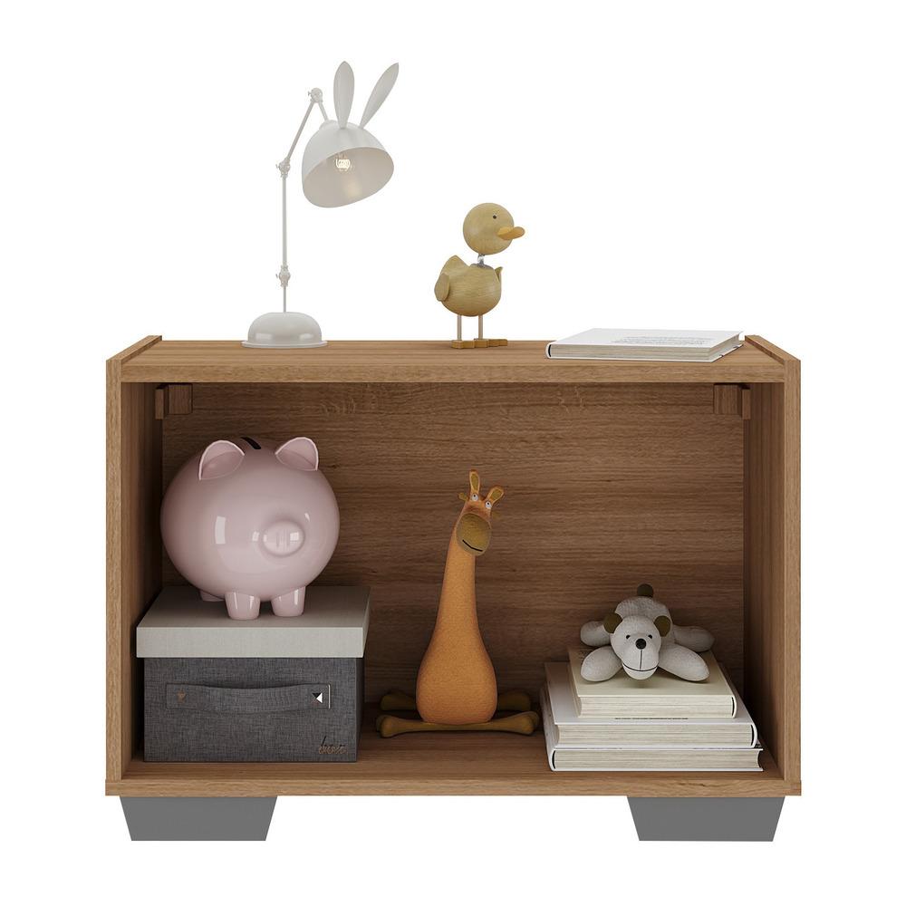 Mesa de Cabeceira com Pés 2 Portas Multimóveis MP4134 Rustic/Cinza