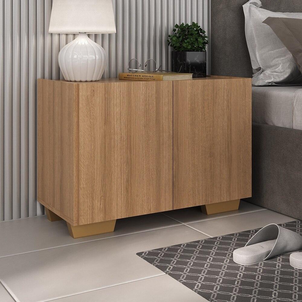 Mesa de Cabeceira com Pés 2 Portas Multimóveis MP4134 Rustic/Natural