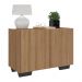 Mesa de Cabeceira com Pés 2 Portas Multimóveis MP4134 Rustic/Preta