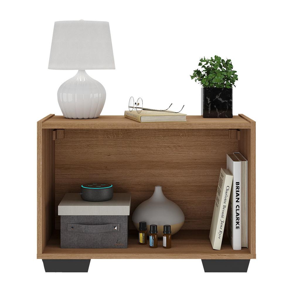 Mesa de Cabeceira com Pés 2 Portas Multimóveis MP4134 Rustic/Preta