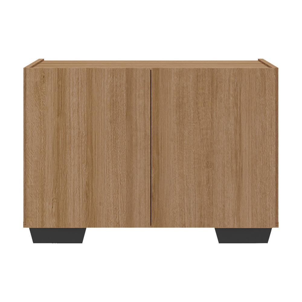 Mesa de Cabeceira com Pés 2 Portas Multimóveis MP4134 Rustic/Preta