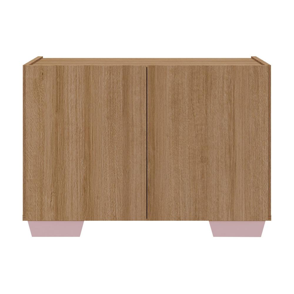 Mesa de Cabeceira com Pés 2 Portas Multimóveis MP4134 Rustic/Rosa