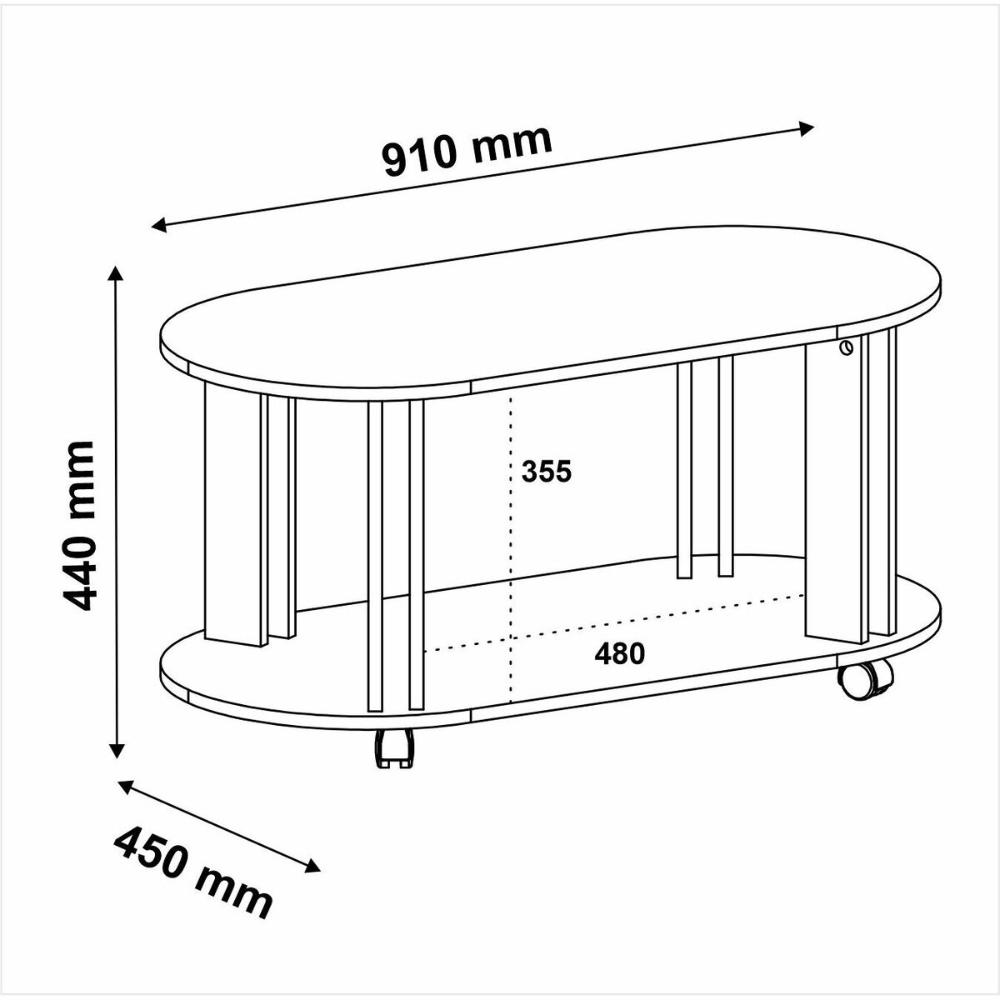 Mesa de Centro Oval 91cm com Rodízios Multimóveis CR45310 Cedro/Off White