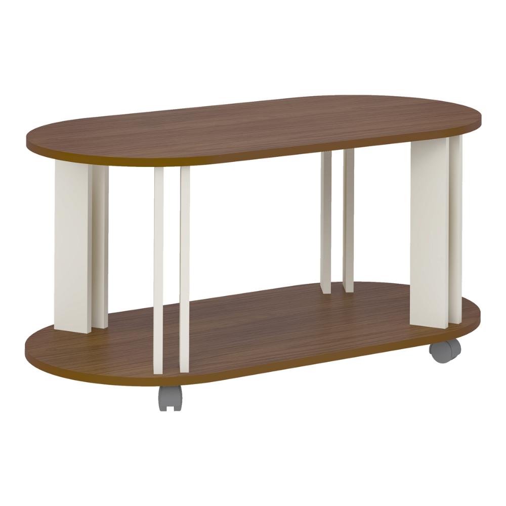 Mesa de Centro Oval 91cm com Rodízios Multimóveis CR45310 Cedro/Off White