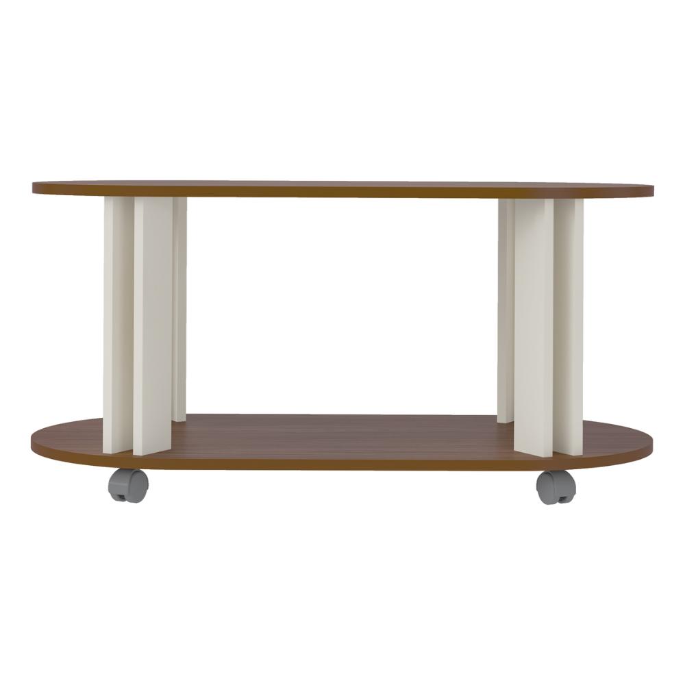 Mesa de Centro Oval 91cm com Rodízios Multimóveis CR45310 Cedro/Off White