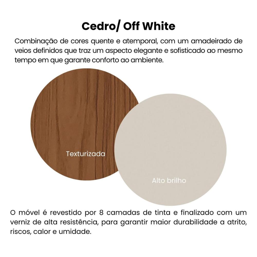 Mesa de Centro Oval 91cm com Rodízios Multimóveis CR45310 Cedro/Off White